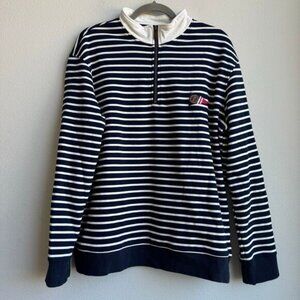 Kiel James Patrick Bermuda Nautical Quarter Zip Sweatshirt Flag Patch SZ Large